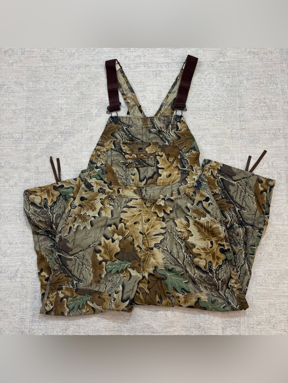 RedHead Bib Overalls Men’s Large Camo Hunting Workwear Outdoor Snow Brown Vtg
